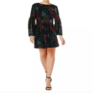 Ralph Lauren Dress Dark Floral Flirty Blue Flower
